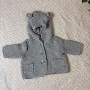 GAP Gray Knit Baby Jacket with Bear Ears